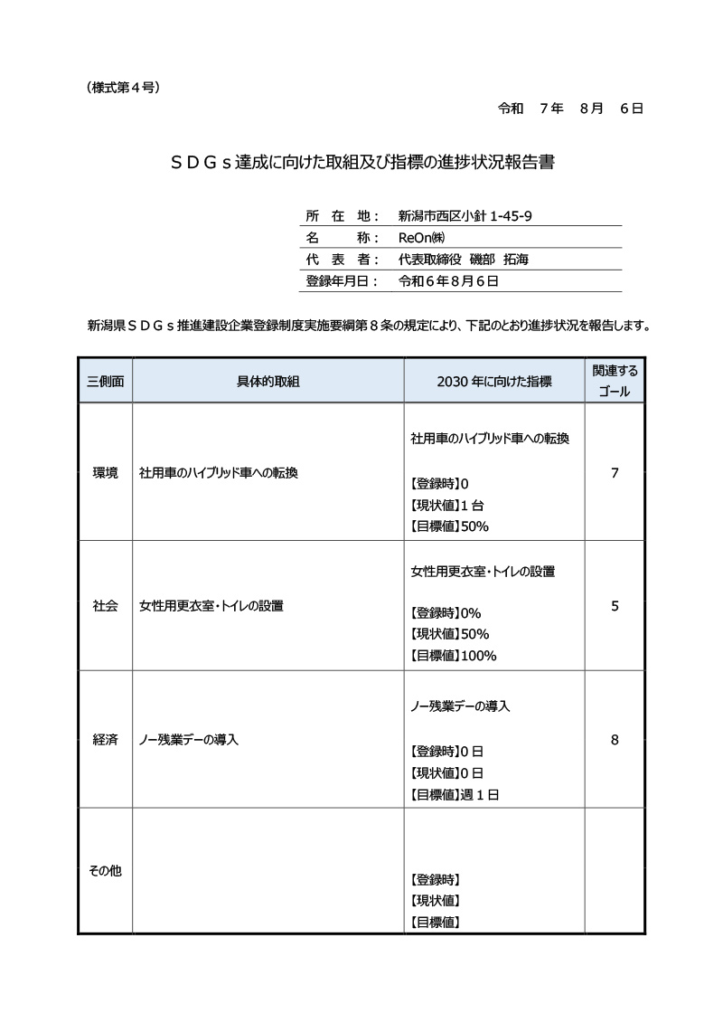 SDGs達成に向けた宣言書
